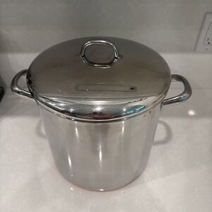 Revere Ware 12 Qt Stock Pot with Lid 1801 Copper Bottom Clinton IL USA With Lid